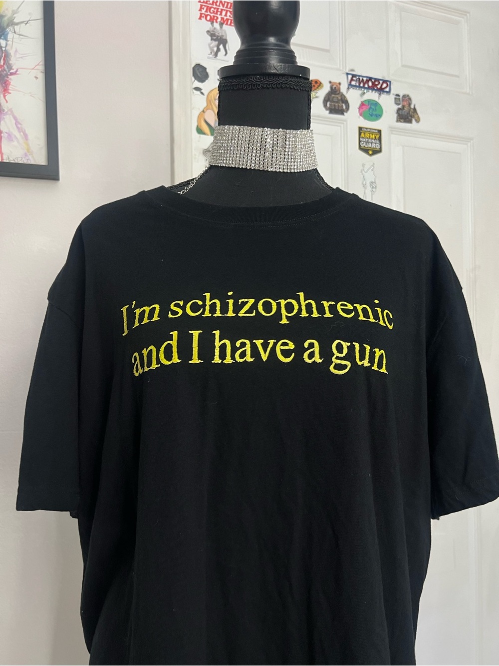 Black Graphic Tee with Yellow Text - Men's Shirt